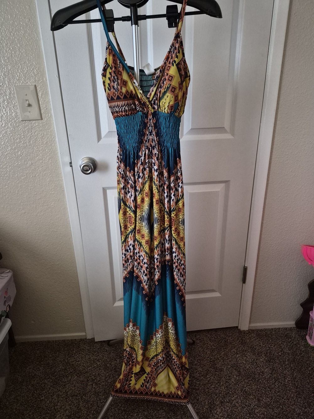 Tropiko Teal and Yellow Printed Maxi Dress - Picture 3 of 6